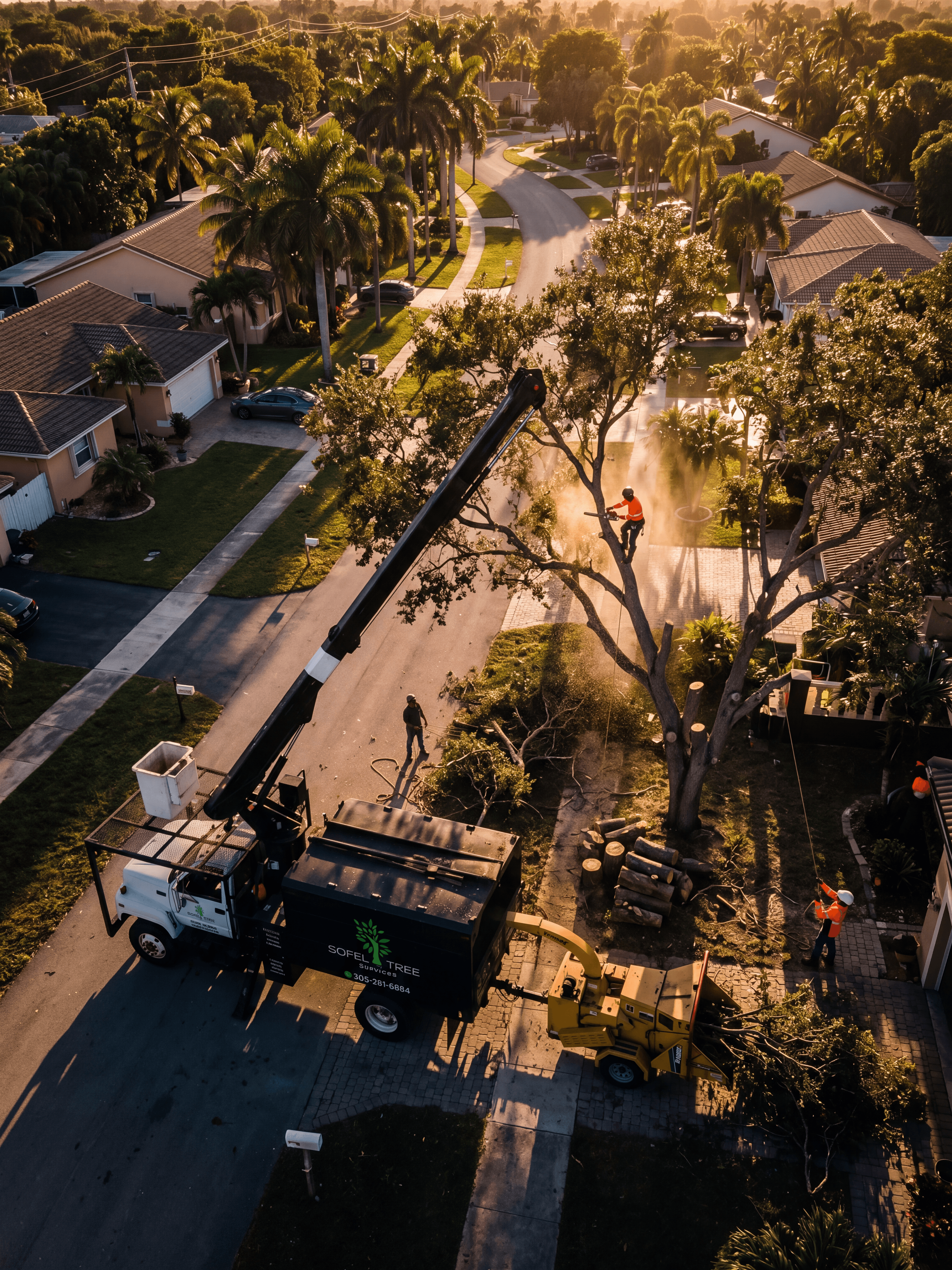 Sofel Tree Services crew at work in South Florida